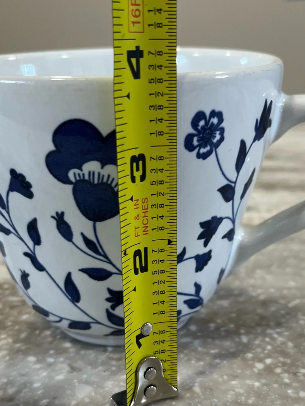 IKEA White Ceramic Mug with Blue Floral Motif